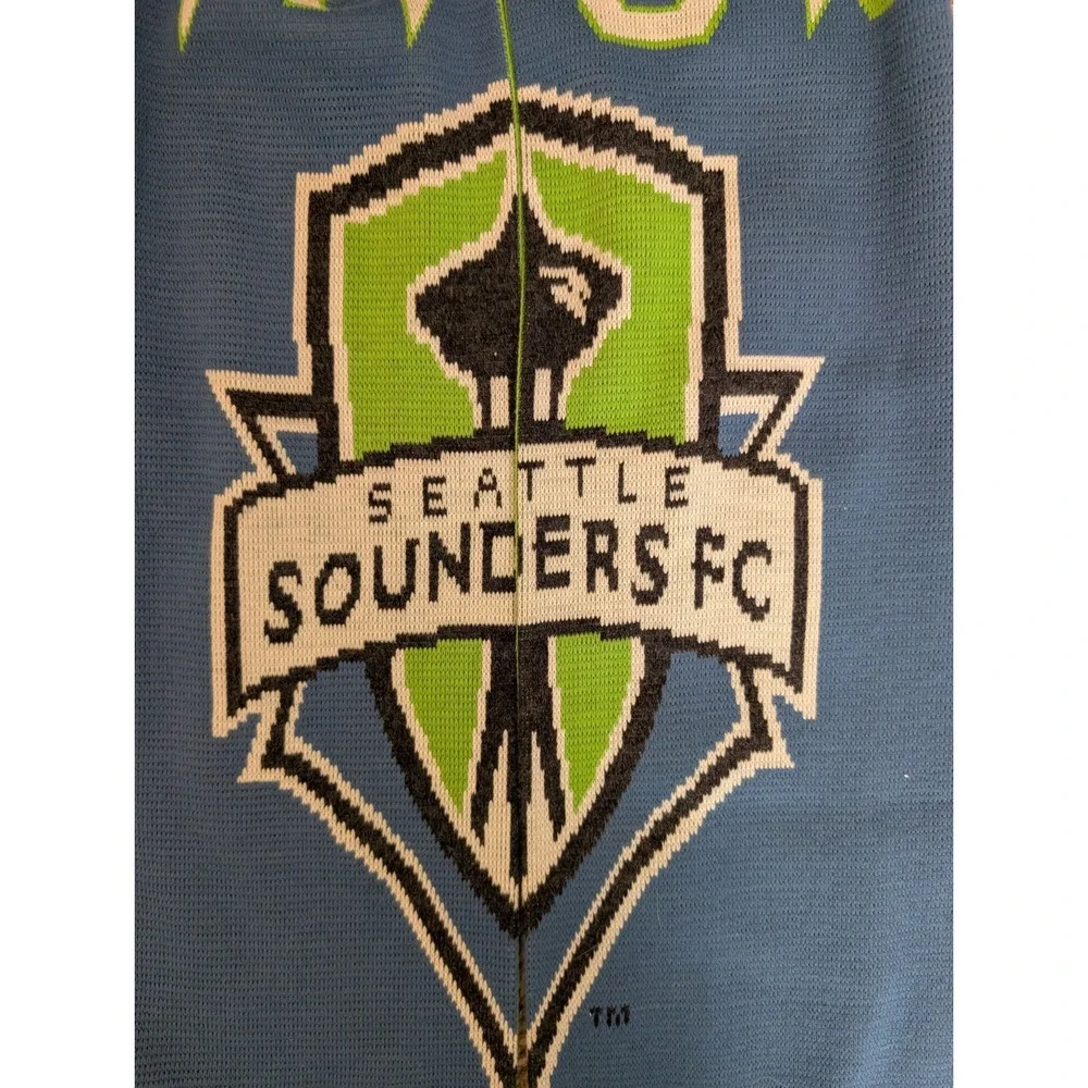 Seattle Sounders FC Soccer Club Knit Scarf Adidas Green And Blue Double Sided